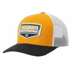 Cinch® Men's Yellow & White Logo Patch 6-Panel Trucker Hat MCC0660616