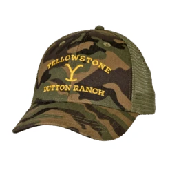 Yellow Stone Logo Embroidered Camo Snap Back Cap 66-656-191