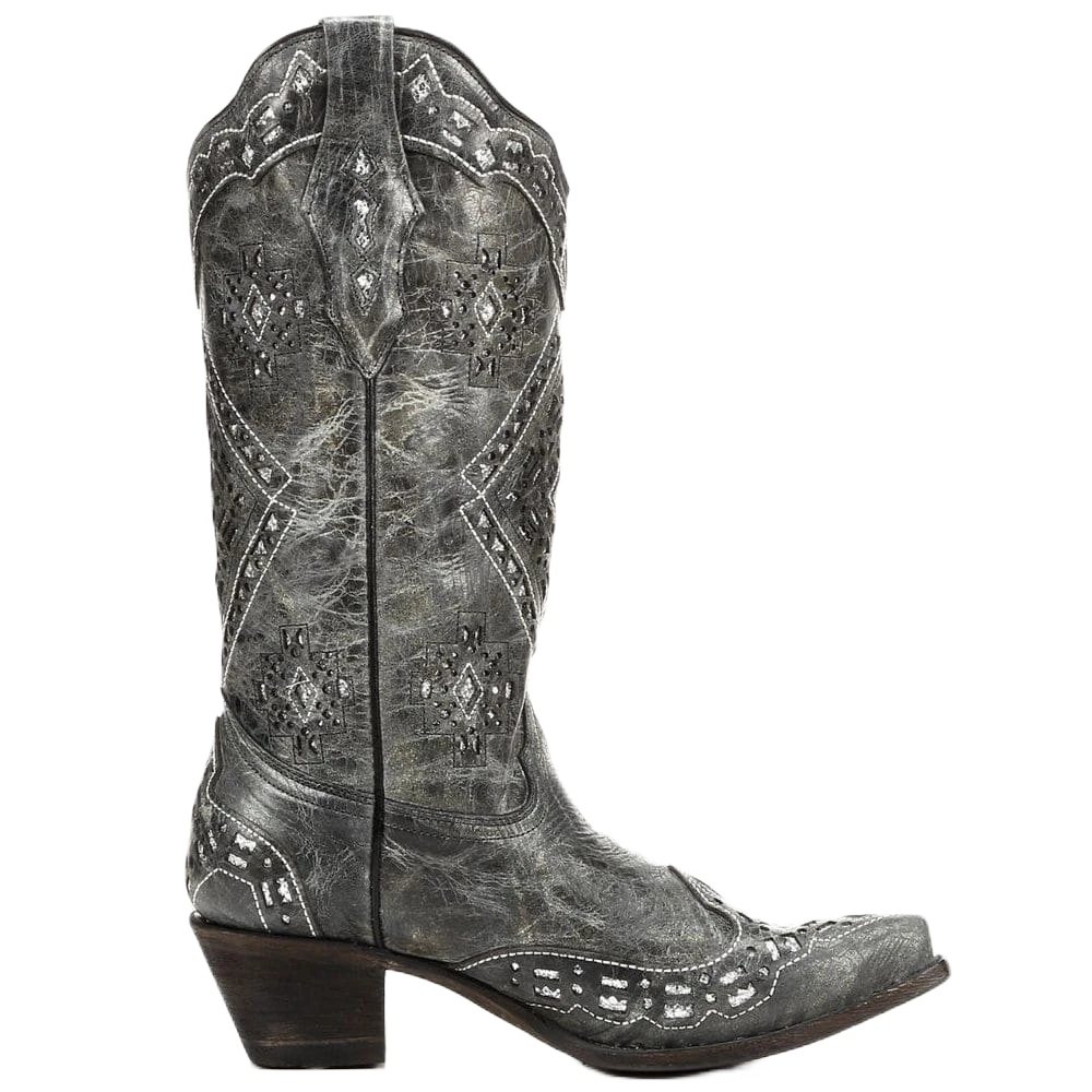 Corral Boots Corral Ladies Brandy Grey Black& Silver Glitter Inlay Boots A2963 2 Corral Boots Corral Ladies Brandy Grey Black& Silver Glitter Inlay Boots A2963 - Image 2