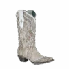 Corral Boots Corral Ladies White Overlay With Studs & Crystals Leather Boots A3837