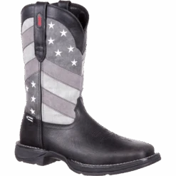 Durango Men's Rebel Faded Black & Grey Flag Square Toe Boot DDB0125