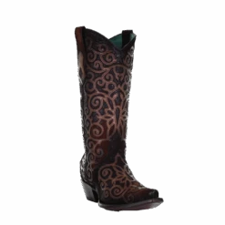 Corral Boots Corral Ladies Chocolate Lamb Overlay With Embroidery Boots C3744