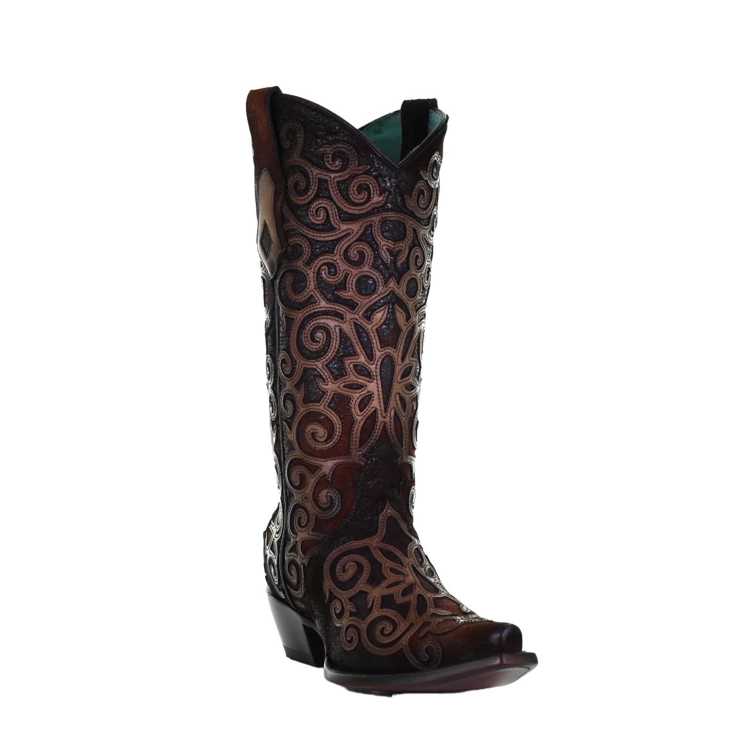 Corral Boots Corral Ladies Chocolate Lamb Overlay With Embroidery Boots C3744 1 Corral Boots Corral Ladies Chocolate Lamb Overlay With Embroidery Boots C3744