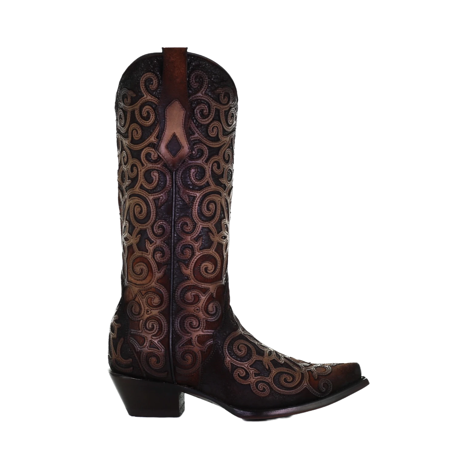 Corral Boots Corral Ladies Chocolate Lamb Overlay With Embroidery Boots C3744 2 Corral Boots Corral Ladies Chocolate Lamb Overlay With Embroidery Boots C3744 - Image 2
