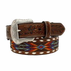 Nocona Men's Leather Laced Embossed Multi Colored Belt N210002697