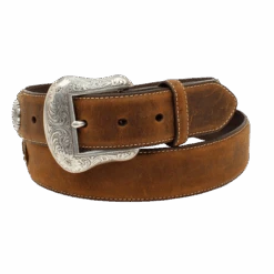 Nocona Men's Lace Arrow Concho Tab Brown Leather Belt N2441644
