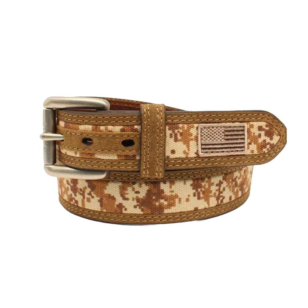 Ariat Men's Digital Camo USA Flag Medium Brown Belt A1035044 1 Ariat Men's Digital Camo USA Flag Medium Brown Belt A1035044