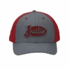 Justin Men's Classic Logo Grey & Red Mesh Snapback Cap JCBC725-GRY