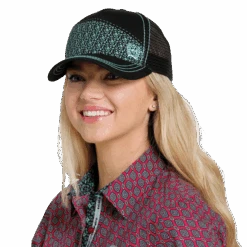 Cinch® Ladies Black & Blue Logo Trucker Cap MHC7874025