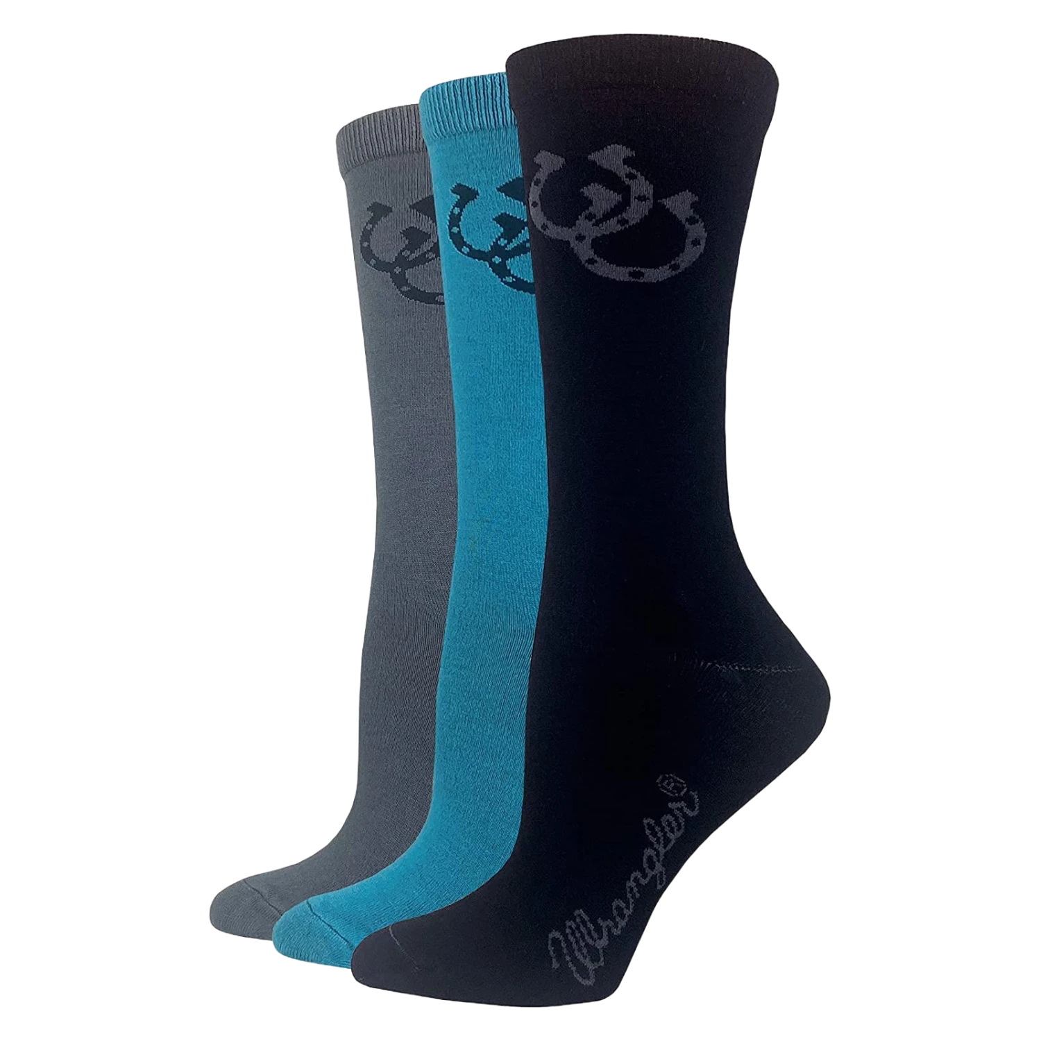 Wrangler® Ladies 3-Pair Rayon Horse Shoe Crew Socks 09427-7000-MED 1 Wrangler® Ladies 3-Pair Rayon Horse Shoe Crew Socks 09427-7000-MED