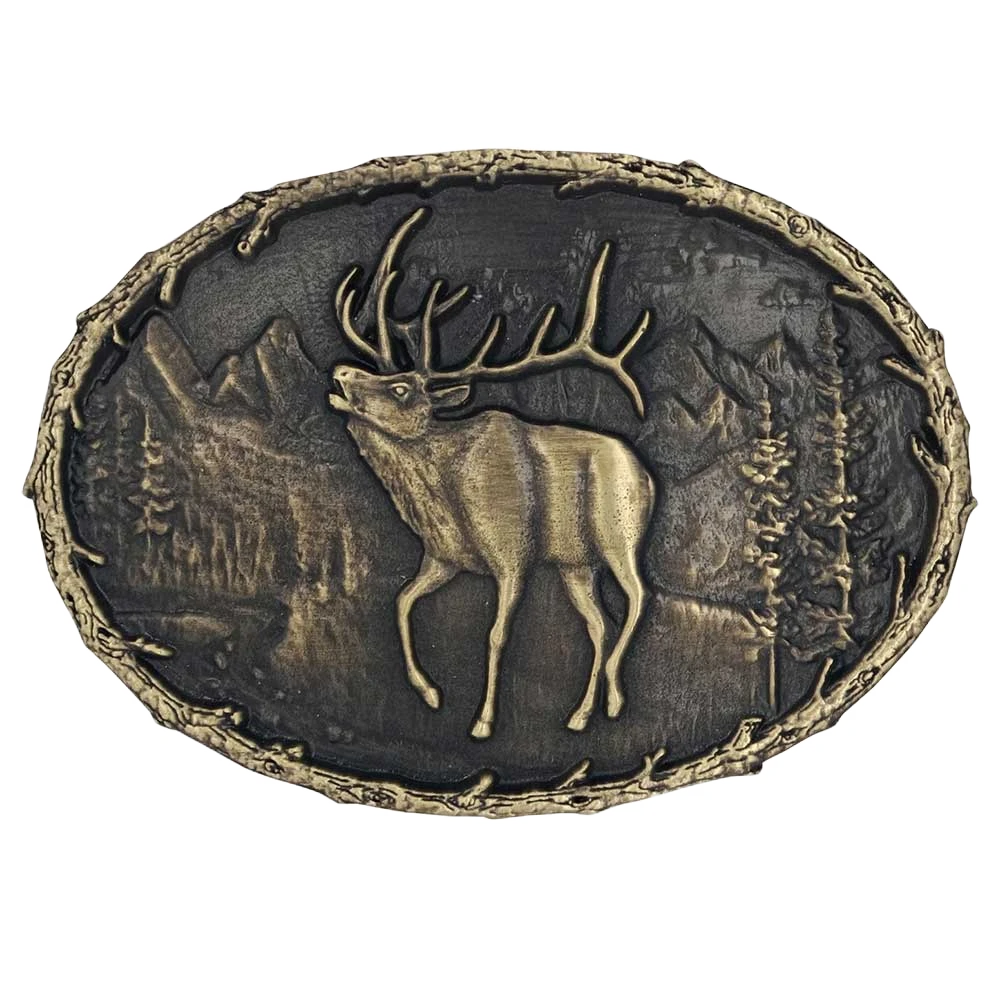 Montana Silversmiths Men's Elk Heritage Attitude Belt Buckle A889 1 Montana Silversmiths Men's Elk Heritage Attitude Belt Buckle A889