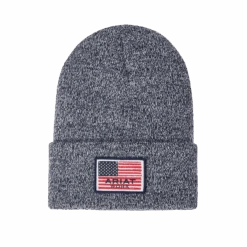 Ariat® Men's Rebar American Flag Patch Navy Marl Beanie 10041509