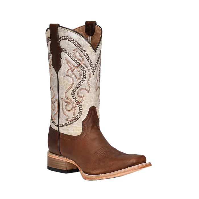 Circle G® Youth Brown & Aqua Embroidery Square Toe Boots J7100 1 Circle G® Youth Brown & Aqua Embroidery Square Toe Boots J7100
