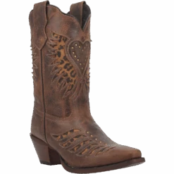 Dan Post Laredo® Ladies Stella Brown & Leopard Print Square Toe Boots 52396