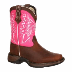 Durango® Toddler Girl's Let Love Fly Pink & Brown Western Boot DWBT092