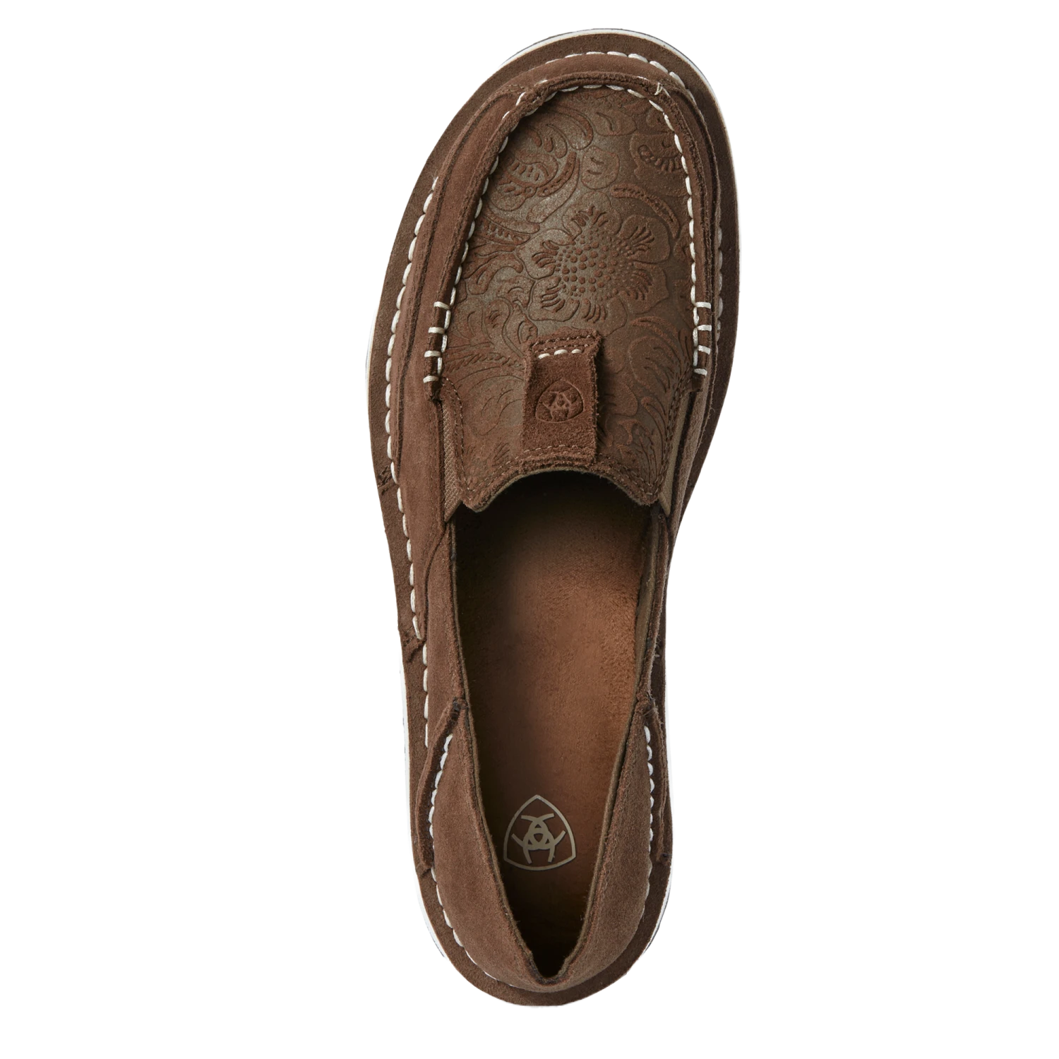 Ariat Ladies Cruiser Floral Embossed Suede Brown Slip On Shoes 10031609 2 Ariat Ladies Cruiser Floral Embossed Suede Brown Slip On Shoes 10031609 - Image 2