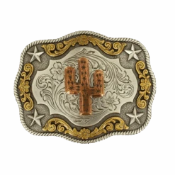 Nocona Mens Tri Tone Cactus Belt Buckle 37400