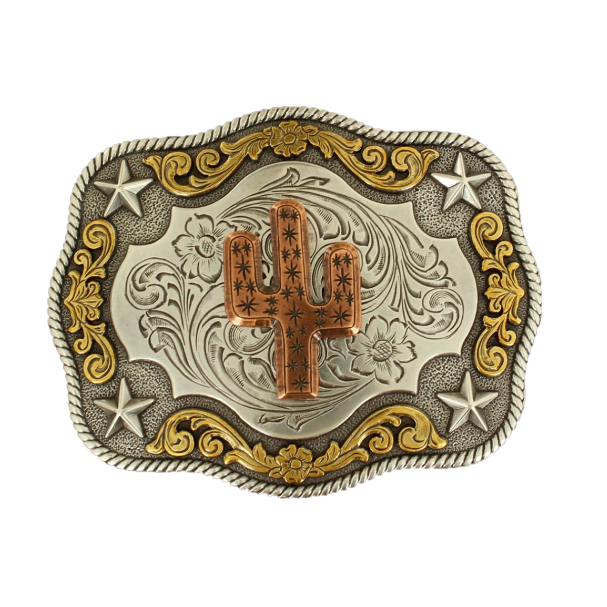 Nocona Mens Tri Tone Cactus Belt Buckle 37400 1 Nocona Mens Tri Tone Cactus Belt Buckle 37400