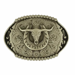 Nocona Mens Silver Longhorn Steer Belt Buckle 37994