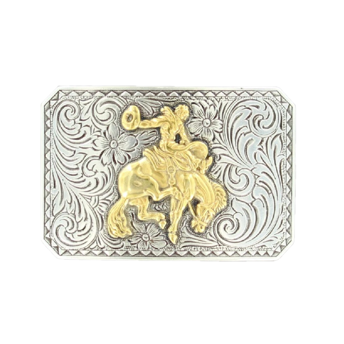 Nocona Mens Silver & Gold Bronc Rider Belt Buckle 37558 1 Nocona Mens Silver & Gold Bronc Rider Belt Buckle 37558