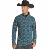 Powder River® Men's Turquoise Quarter Zip Knit Pullover PRMO91RZXR-87