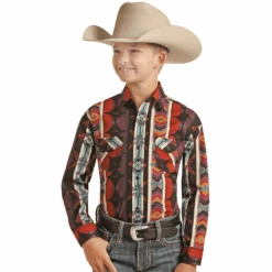 Panhandle® Youth Boy's Brushed Cotton Maroon Button Down PSBSOSRZ20-60