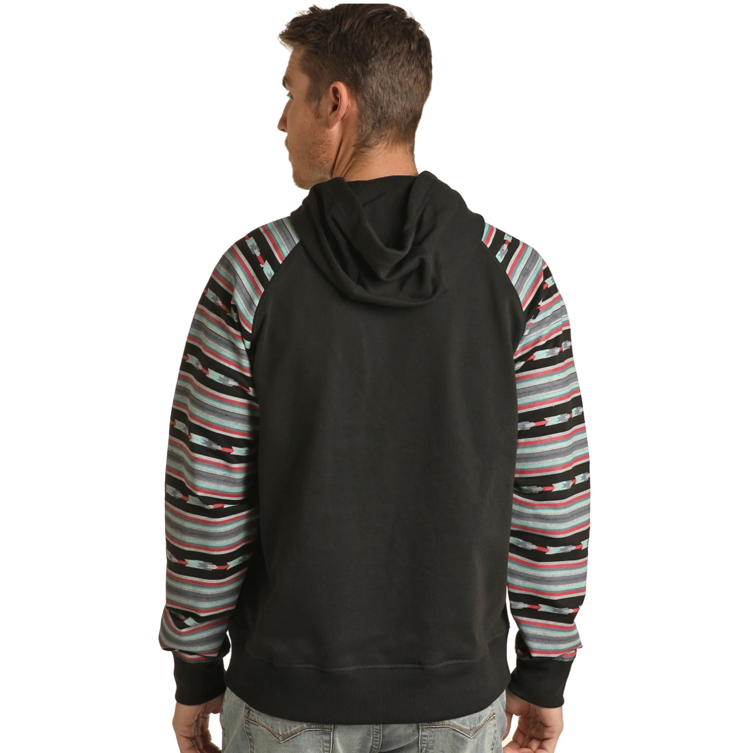 Rock & Roll Cowboy® Men's Sleeve Printed Black Hoodie RRMT94R0JB 2 Rock & Roll Cowboy® Men's Sleeve Printed Black Hoodie RRMT94R0JB - Image 2