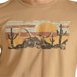 Panhandle® Unisex Longhorn Retro Desert Taupe Graphic T-Shirt RRUT21R12J 5 Panhandle® Unisex Longhorn Retro Desert Taupe Graphic T-Shirt RRUT21R12J -Western Cowboy Equipment Store RRUT21R12Jc