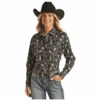 Panhandle® Ladies Conversational Charcoal Snap Up Shirt RRWSOSRZ19-02