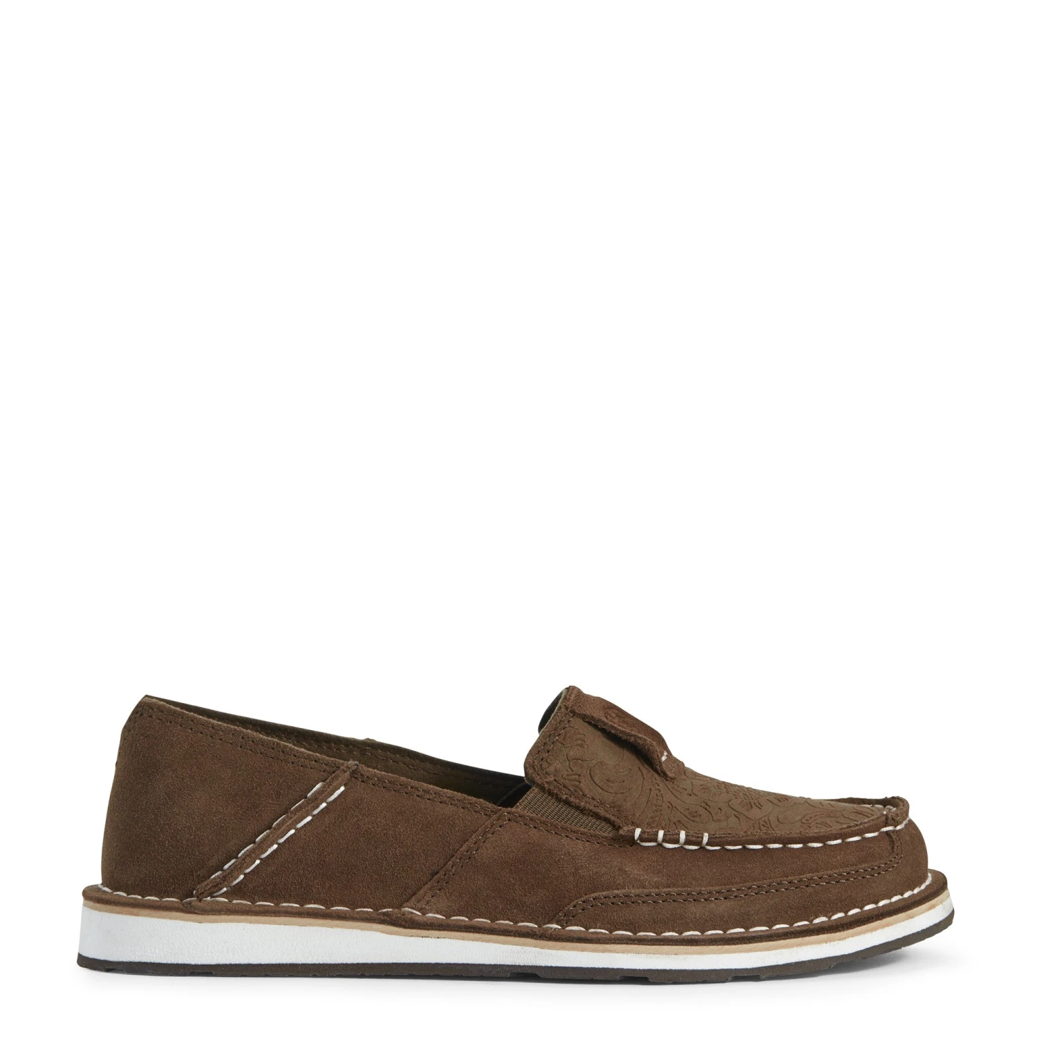 Ariat Ladies Cruiser Floral Embossed Suede Brown Slip On Shoes 10031609 3 Ariat Ladies Cruiser Floral Embossed Suede Brown Slip On Shoes 10031609 - Image 3