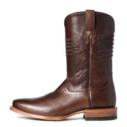 Ariat Men's Circuit Patriot Bar Top Brown Square Toe Boots 10036001 -Western Cowboy Equipment Store S21 MNS WEST 10036001 side