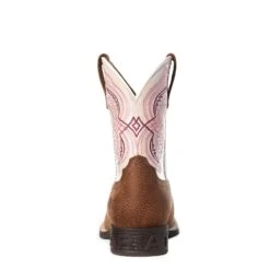 Ariat Youth Girl's Double Kicker Adobe Tan An Pink Boots 10036849 -Western Cowboy Equipment Store S21 YTH WEST 10036849 heel