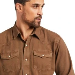 Ariat® Men's Malt Ball Jurlington Retro Long Sleeve Shirt 10039201 -Western Cowboy Equipment Store S22 MNS WEST 10039201 detail01