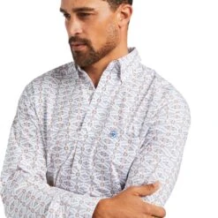Ariat® Men's Ivan Fitted Long Sleeve White Button Up Shirt 10039252 -Western Cowboy Equipment Store S22 MNS WEST 10039252 detail01