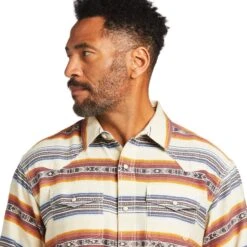 Ariat Men's Huxley Retro Bone White Long Sleeve Shirt 10039276 -Western Cowboy Equipment Store S22 MNS WEST 10039276 detail01