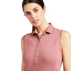 Ariat® Ladies Prix 2.0 Antique Rubia Sleeveless Polo Shirt 10039467 -Western Cowboy Equipment Store S22 WMS ENGL 10039467 detail01