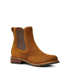 Ariat Ladies Wexford Brogue Waterproof Honey Brown Booties 10040384 12 Ariat Ladies Wexford Brogue Waterproof Honey Brown Booties 10040384 -Western Cowboy Equipment Store S22 WMS ENGL 10040384 medial