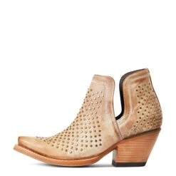 Ariat® Ladies Dixon Studs Old West Tan Snip Toe Booties 10038382 10 Ariat® Ladies Dixon Studs Old West Tan Snip Toe Booties 10038382 -Western Cowboy Equipment Store S22 WMS WEST 10038382 side