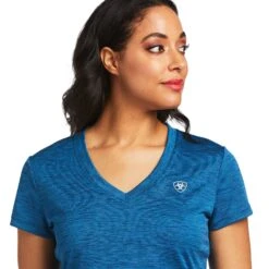 Ariat Ladies Laguna Short Sleeve Baselayer Blue Opal Shirt 10039401 -Western Cowboy Equipment Store S22 WMS WEST 10039401 detail01