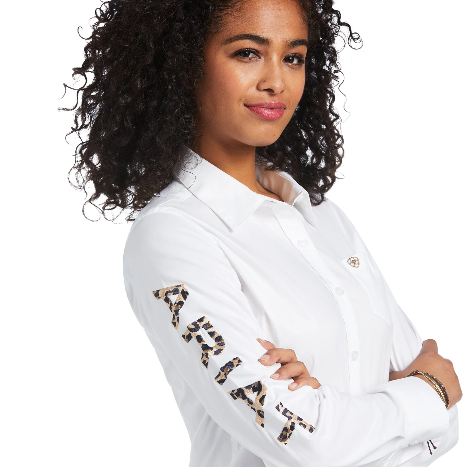 Ariat Ladies Team Kirby White & Leopard Button Down Stretch Shirt 10039457 2 Ariat Ladies Team Kirby White & Leopard Button Down Stretch Shirt 10039457 - Image 2