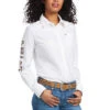 Ariat Ladies Team Kirby White & Leopard Button Down Stretch Shirt 10039457