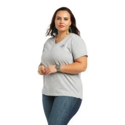 Ariat Ladies R.E.A.L™ Vintage Sunburst Heather Grey T-Shirt 10039772 6 Ariat Ladies R.E.A.L™ Vintage Sunburst Heather Grey T-Shirt 10039772 -Western Cowboy Equipment Store S22 WMS WEST 10039772 front plus