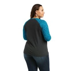 Ariat® Ladies REAL Freedom Heather Charcoal & Leopard T-Shirt 10039775 -Western Cowboy Equipment Store S22 WMS WEST 10039775 back plus 093b083c 4268 473d 8481 29df90b11426