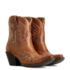 Ariat® Ladies Chandler Western Tangled Tan Snip Toe Booties 10040340 -Western Cowboy Equipment Store S22 WMS WEST 10040340 pair