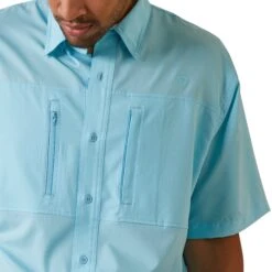 Ariat® Men's VentTEK™ Cenote Aqua Button Down Shirt 10043511 -Western Cowboy Equipment Store S23 MNS WEST 10043511 detail02