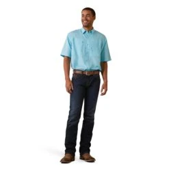 Ariat® Men's VentTEK™ Cenote Aqua Button Down Shirt 10043511 -Western Cowboy Equipment Store S23 MNS WEST 10043511 full