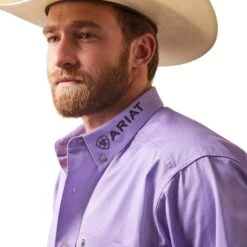 Ariat® Men's Team Logo Twill Violet Tulip Button Down Shirt 10043521 -Western Cowboy Equipment Store S23 MNS WEST 10043521 detail01