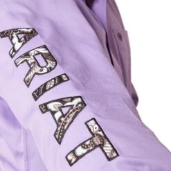 Ariat® Men's Team Logo Twill Violet Tulip Button Down Shirt 10043521 -Western Cowboy Equipment Store S23 MNS WEST 10043521 detail02