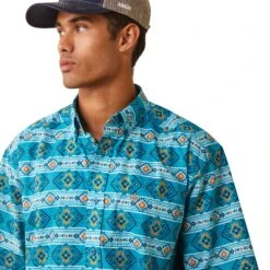 Ariat® Men's Konner Enamel Blue Aztec Print Button Down Shirt 10043638 7 Ariat® Men's Konner Enamel Blue Aztec Print Button Down Shirt 10043638 -Western Cowboy Equipment Store S23 MNS WEST 10043638 detail01
