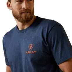 Ariat® Men's Mustang Fever Navy Heather T-Shirt 10045275 -Western Cowboy Equipment Store S23 MNS WEST 10045275 detail01